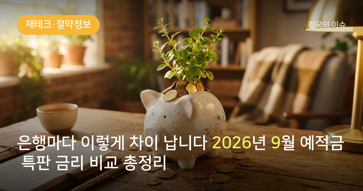 은행마다 이렇게 차이 납니다 2026년 9월 예적금 특판 금리 비교 총정리