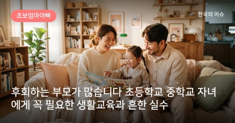후회하는 부모가 많습니다 초등학교 중학교 자녀에게 꼭 필요한 생활교육과 흔한 실수