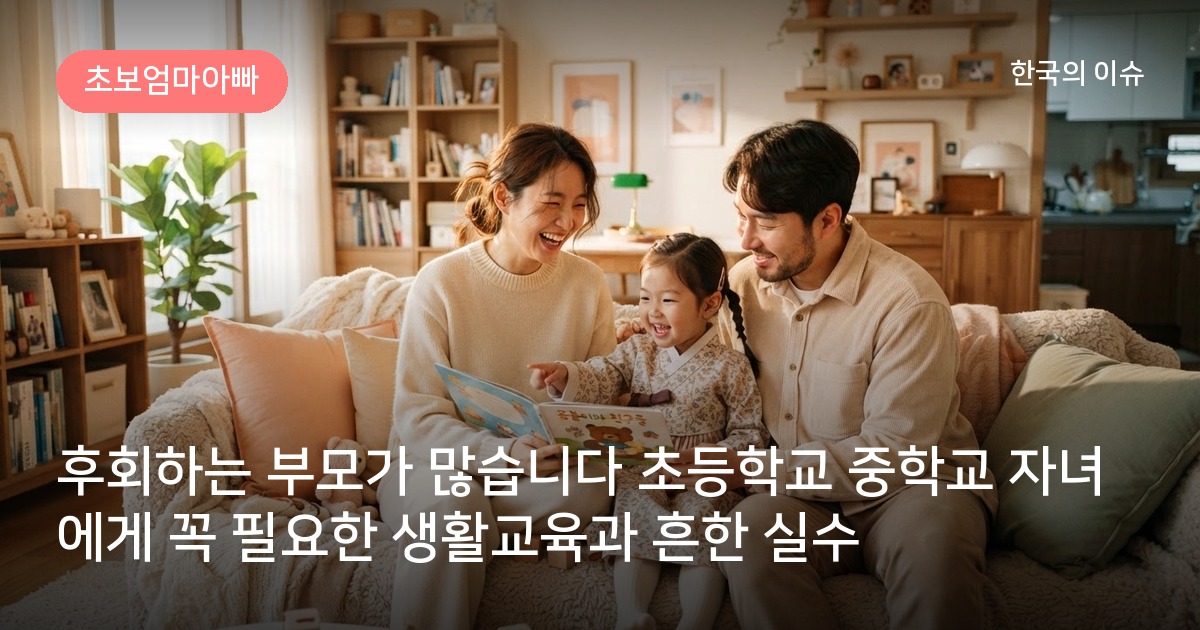 후회하는 부모가 많습니다 초등학교 중학교 자녀에게 꼭 필요한 생활교육과 흔한 실수